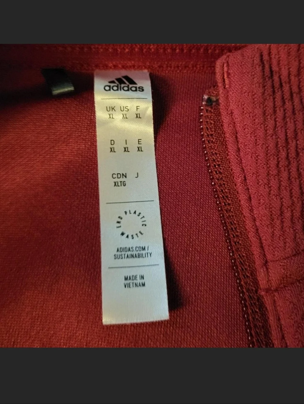 Adidas Burgundy Zip-Up Track Jacket